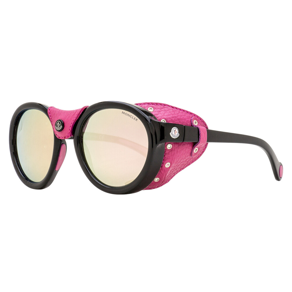 Moncler Leather Blinder Sunglasses ML0046 01C Black/Rose Red 52mm
